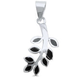 Leaf Pendant Olive Branch Charm 925 Sterling Silver (25mm )