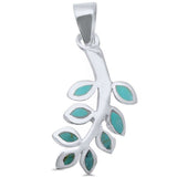 Leaf Pendant Olive Branch Charm 925 Sterling Silver (25mm )