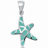Starfish Pendant 925 Sterling Silver Simulated Stone Choose Color