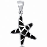 Starfish Pendant 925 Sterling Silver Simulated Stone Choose Color