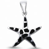 Starfish Pendant Simulated Stone Abalone 925 Sterling Silver
