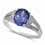 Split Shank Engagement Ring Oval Round Cubic Zirconia 925 Sterling Silver Choose Color