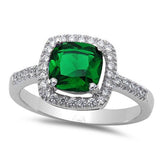 Solitaire Halo Engagement Ring Simulated Cubic Zirconia 925 Sterling Silver