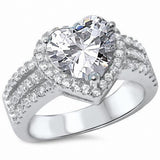 Halo Wedding Promise Ring Simulated CZ 925 Sterling Silver