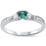 3-Stone Engagement Promise Ring Simulated CZ 925 Sterling Silver (4mm)