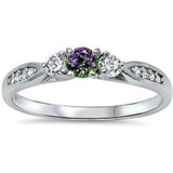 3-Stone Engagement Promise Ring Simulated CZ 925 Sterling Silver (4mm)