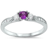 3-Stone Engagement Promise Ring Simulated CZ 925 Sterling Silver (4mm)