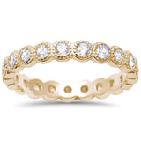 3.5mm Bezel Set Full Eternity Band Ring Alternating Round Simulated CZ 925 Sterling Silver