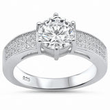 Solitaire Accent Wedding Ring Round Simulated Cubic Zirconia 925 Sterling Silver