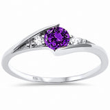 Baby Ring Round Simulated Cubic Zirconia 925 Sterling Silver (7MM)