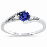 Baby Ring Round Simulated Cubic Zirconia 925 Sterling Silver (7MM)