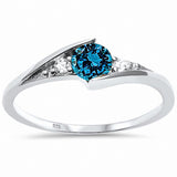 Baby Ring Round Simulated Cubic Zirconia 925 Sterling Silver (7MM)