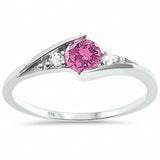 Baby Ring Round Simulated Cubic Zirconia 925 Sterling Silver (7MM)