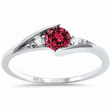 Baby Ring Round Simulated Cubic Zirconia 925 Sterling Silver (7MM)