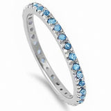 Stackable Eternity Wedding Engagement Band Ring Round Simulated Black Onyx 925 Sterling Silver Choose Color