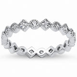 Antique Style Square Round Cubic Zirconia 925 Sterling Silver