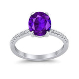 Halo Oval Split Shank Wedding Ring Simulated Cubic Zirconia 925 Sterling Silver