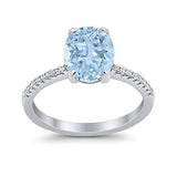 Halo Oval Split Shank Wedding Ring Simulated Cubic Zirconia 925 Sterling Silver