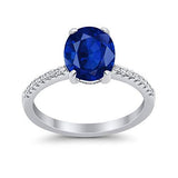 Halo Oval Split Shank Wedding Ring Simulated Cubic Zirconia 925 Sterling Silver