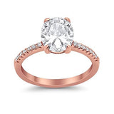 Halo Oval Split Shank Wedding Ring Simulated Cubic Zirconia 925 Sterling Silver