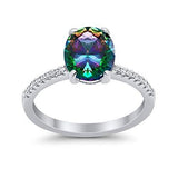 Halo Oval Split Shank Wedding Ring Simulated Cubic Zirconia 925 Sterling Silver