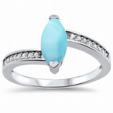 Solid Larimar Round Cubic Zirconia Marquise Ring 925 Sterling Silver Choose Color
