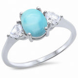 Fashion Promise Ring 3-Stone Oval &l Heart Simulated Cubic Zirconia 925 Sterling Silver Choose Color