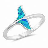 Fishy Whale Tail Ring Lab Created Opal 925 Sterling Silver Choose Color