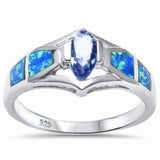 Marquise Simulated Tanzanite Lab Created Opal 925 Sterling Silver