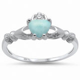 Irish Claddagh Heart Promise Ring Simulated Round CZ Yellow Tone 925 Sterling Silver
