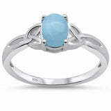 Solitaire Oval Celtic Ring Simulated CZ 925 Sterling Silver