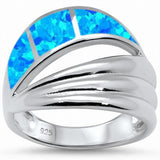 Wave Design Ring Created Opal 925 Sterling Silver Choose Color