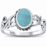 Solitaire Filigree Oval Ring 925 Sterling Silver Choose Color