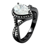 Halo Bridal Engagement Ring Teardrop Pear Round Cubic Zirconia Infinity Shank 925 Sterling Silver