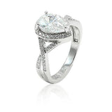 Halo Bridal Engagement Ring Teardrop Pear Round Cubic Zirconia Infinity Shank 925 Sterling Silver