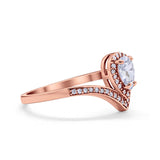 Teardrop V Midi Ring Pear Round Simulated Cubic Zirconia 925 Sterling Silver
