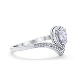Teardrop V Midi Ring Pear Round Simulated Cubic Zirconia 925 Sterling Silver