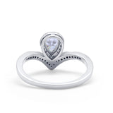 Teardrop V Midi Ring Pear Round Simulated Cubic Zirconia 925 Sterling Silver