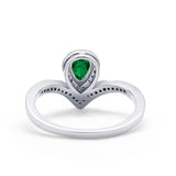 Teardrop V Midi Ring Pear Round Simulated Cubic Zirconia 925 Sterling Silver