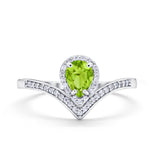 Teardrop V Midi Ring Pear Round Simulated Cubic Zirconia 925 Sterling Silver