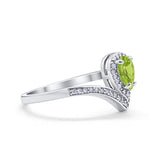Teardrop V Midi Ring Pear Round Simulated Cubic Zirconia 925 Sterling Silver