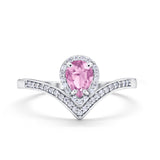 Teardrop V Midi Ring Pear Round Simulated Cubic Zirconia 925 Sterling Silver