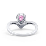 Teardrop V Midi Ring Pear Round Simulated Cubic Zirconia 925 Sterling Silver