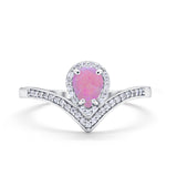 Teardrop V Midi Ring Pear Round Simulated Cubic Zirconia 925 Sterling Silver
