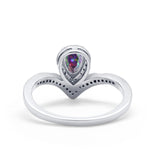 Teardrop V Midi Ring Pear Round Simulated Cubic Zirconia 925 Sterling Silver