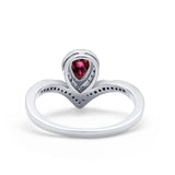 Teardrop V Midi Ring Pear Round Simulated Cubic Zirconia 925 Sterling Silver