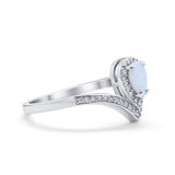 Teardrop V Midi Ring Pear Round Simulated Cubic Zirconia 925 Sterling Silver