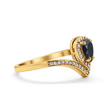 Teardrop V Midi Ring Pear Round Simulated Cubic Zirconia 925 Sterling Silver