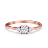 Three Stone Engagement Ring Round Simulated Cubic Zirconia 925 Sterling Silver