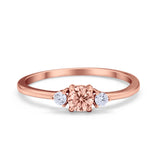 Three Stone Engagement Ring Round Simulated Cubic Zirconia 925 Sterling Silver